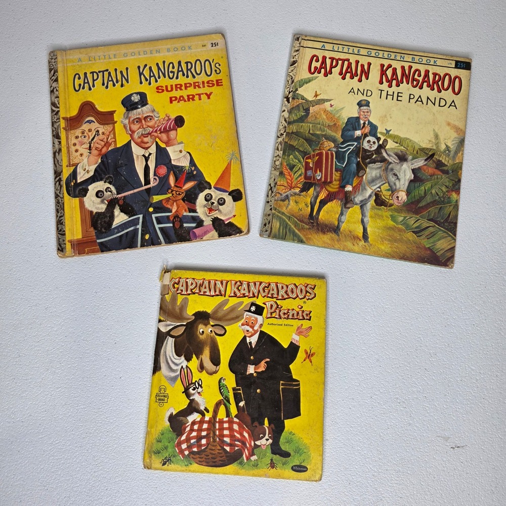Vintage 1950s Little Golden Books Captain Kangaroo Book Lot of 3 Kids Classic TV